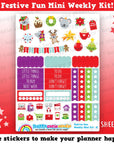 Festive Fun/Christmas/Holidays MINI Weekly Kit, Planner Stickers