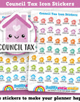 49 Cute Council Tax Icons/Pay Bill/ Bills Reminder Planner Stickers