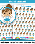48 Cute Ballet/Ballerina/Girl Planner Stickers