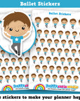 48 Cute Mini HCS Boys Ballet/Ballerina Planner Stickers