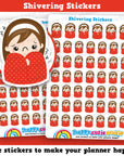 48 Cute Shiver/Unwell/Sick Girl Planner Stickers