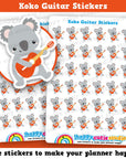 36 Cute Koko the Koala Guitar Planner Stickers