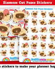 24 Cute Siamese Cat Poses/Kitty/Pet Planner Stickers