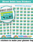 54 Cute Direct Debit Bill Icons/Pay Bill/ Bills Reminder Planner Stickers
