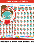 48 Cute Face Mask/Pamper/Me Time Girl Planner Stickers