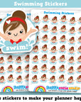 42 Cute Swim/Swimming Girl Planner Stickers