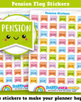 54 Cute Pension Payment FlagsPlanner Stickers
