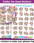 24 Cute Tabby Cat Poses/Kitty/Pet Planner Stickers