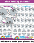 34 Cute Koko The Koala Peeking Planner Stickers