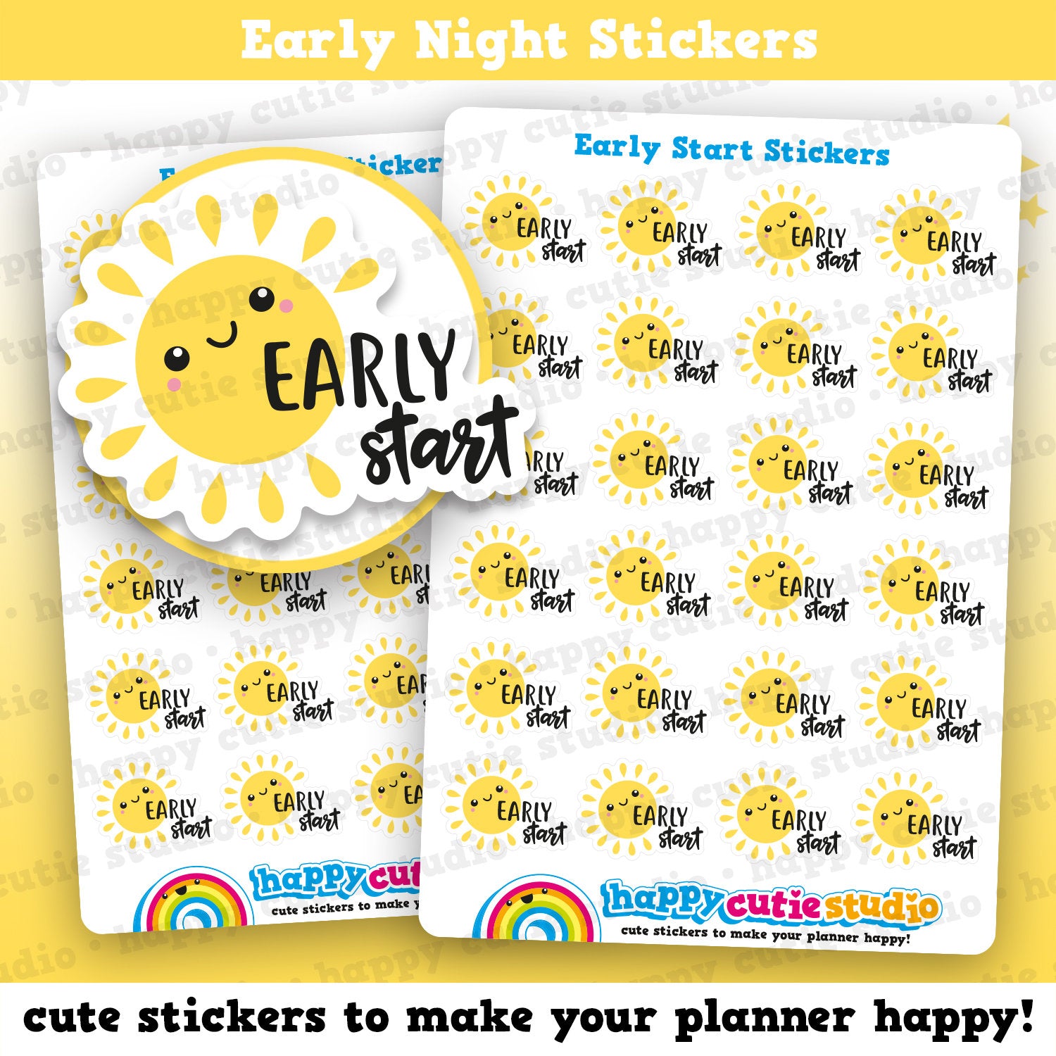 24 Cute Early Start/Sleep/Tired Planner Stickers