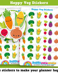 36 Cute Happy Vegetables/Veg/Health/Healthy Eating Planner Stickers