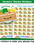 40 Cute Farmers Market/Food/Vegetables Planner Stickers
