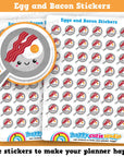 48 Cute Egg and Bacon/Fry Up/Breakfast Planner Stickers