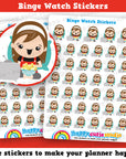 41 Cute Binge Watch/Box Set/TV/Movie Girl Planner Stickers