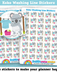 40 Cute Koko the Koala Laundry/Washing/Chores Planner Stickers