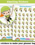 41 Cute Abseiling/Rock Climbing Girl Planner Stickers