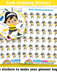 36 Cute Rock Climbing/Abseiling Girl Planner Stickers