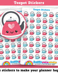 48 Cute Teapot/Tea Planner Stickers
