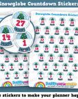 31 Cute Christmas Snowglobe Countdown/Date Cover Planner Stickers