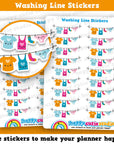 18 Cute Washing Line/Clothes Line/Laundry Planner Stickers