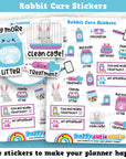 24 Cute Rabbit Care/Litter/Vet/Flea Planner Stickers