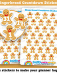 31 Cute Christmas Gingerbread Countdown/Date Cover Planner Stickers