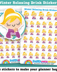 35 Cute Winter Relaxing Drink/Tea/Coffee Girl Planner Stickers