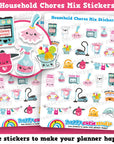 30 Cute Household Chores Mix Planner Stickers