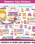 24 Cute Hamster/Gerbil Care/Litter/Vet/Flea Planner Stickers