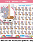 36 Cute Clip Claws Cat Care/Vet Planner Stickers