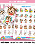 25 Cute Easter/Egg/Rabbit Girl Planner Stickers