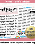 Don't Forget/Functional/Script Planner Stickers