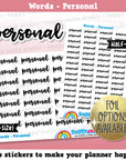 Personal/Functional/Planner/Script Planner Stickers