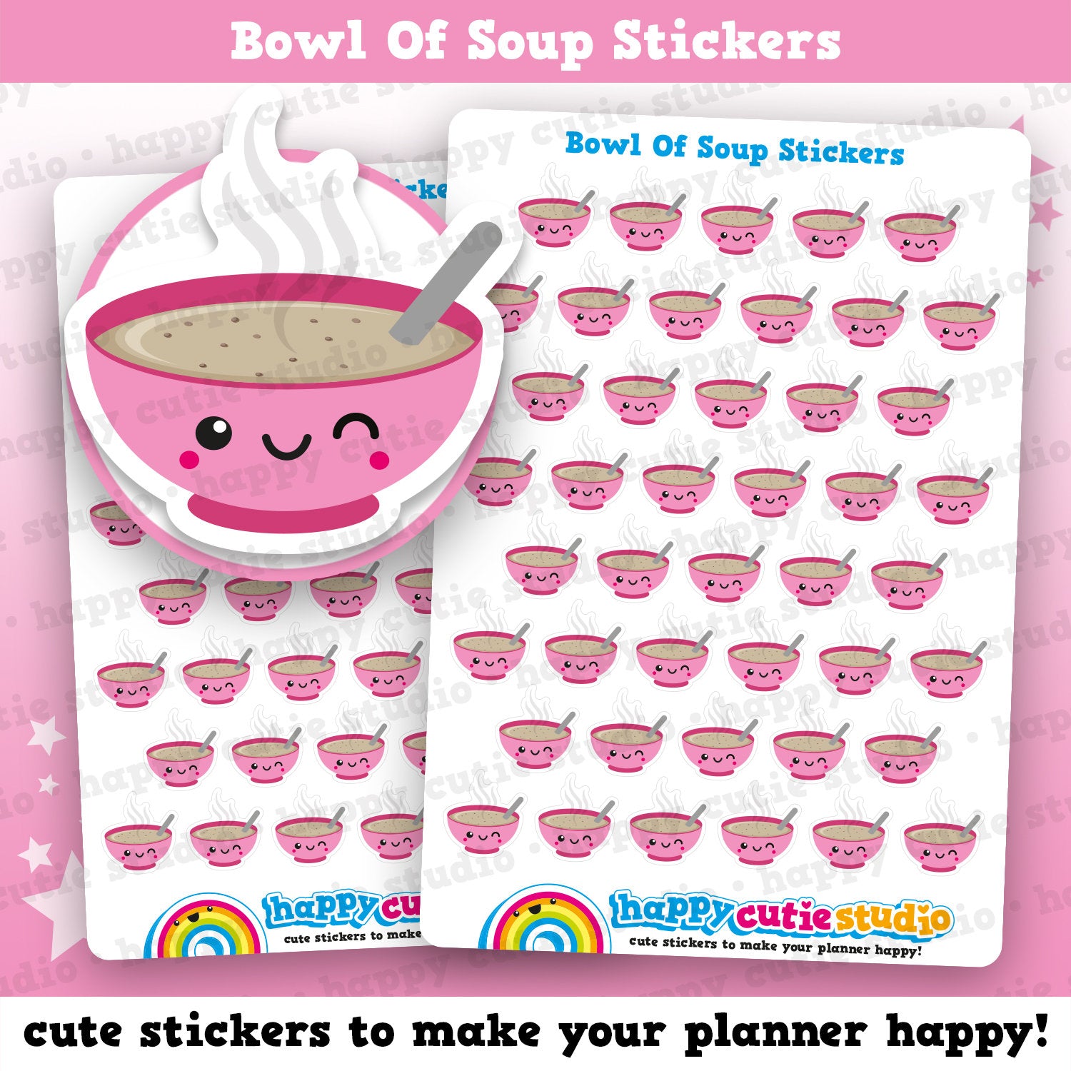 44 Cute Bowl Of Soup/Food Planner Stickers