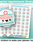 40 Cute Hospital/Appointment/Unwell/Medicine Planner Stickers