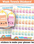 35 Cute Wash Towels/Clean/Chores Planner Stickers
