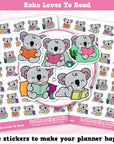 Koko the Koala Loves To Read Planner Stickers