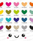 a set of hearts with different colors