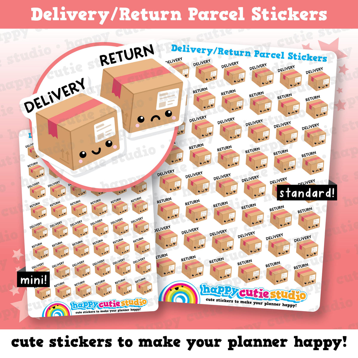 48 Cute Delivery/Return Parcel/Package Planner Stickers
