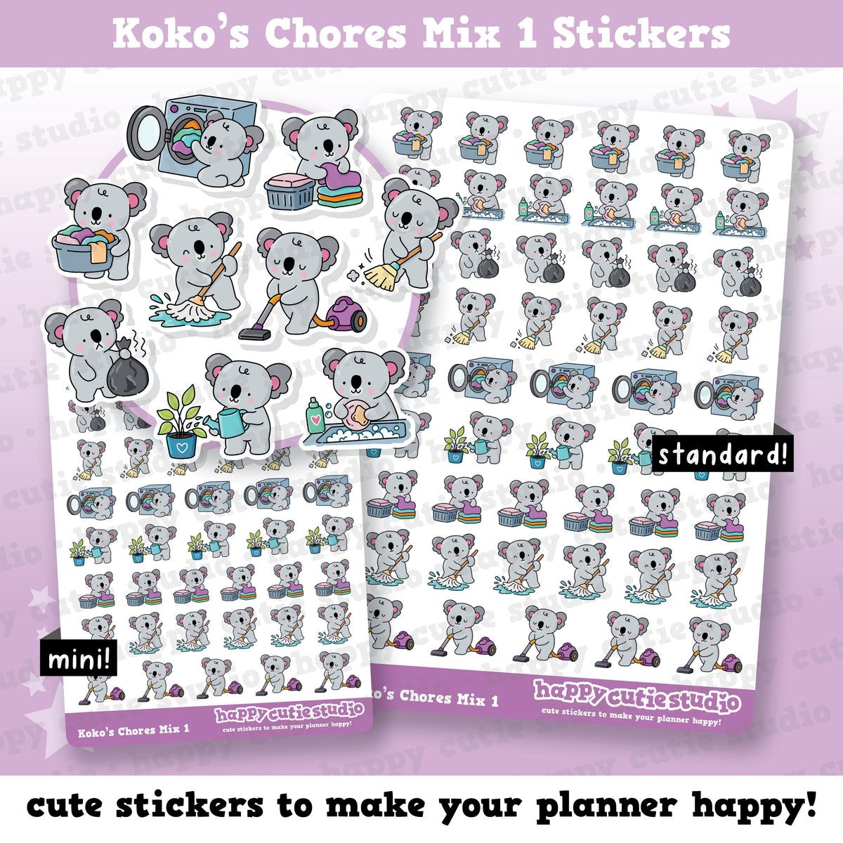 Koko the Koala's Chores Mix 1 / Household / Cleaning Planner Stickers