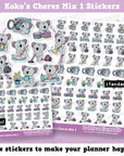 Koko the Koala's Chores Mix 1 / Household / Cleaning Planner Stickers