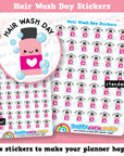 42 Cute Hair Wash Day/Shampoo Bottle/Reminder Planner Stickers