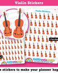 48 Cute Violin/Music/Instrument/Lesson Planner Stickers