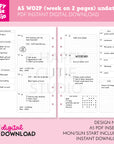 DIGITAL DOWNLOAD - WO2P - Design No. 1 - Undated Weekly A5 Printable Planner Inserts / WO2P / Week On 2 Pages / PDF