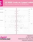 DIGITAL DOWNLOAD - WO2P - Design No. 1 - Undated Weekly A5 Printable Planner Inserts / WO2P / Week On 2 Pages / PDF