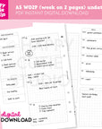 DIGITAL DOWNLOAD - WO2P - Design No. 1 - Undated Weekly A5 Printable Planner Inserts / WO2P / Week On 2 Pages / PDF