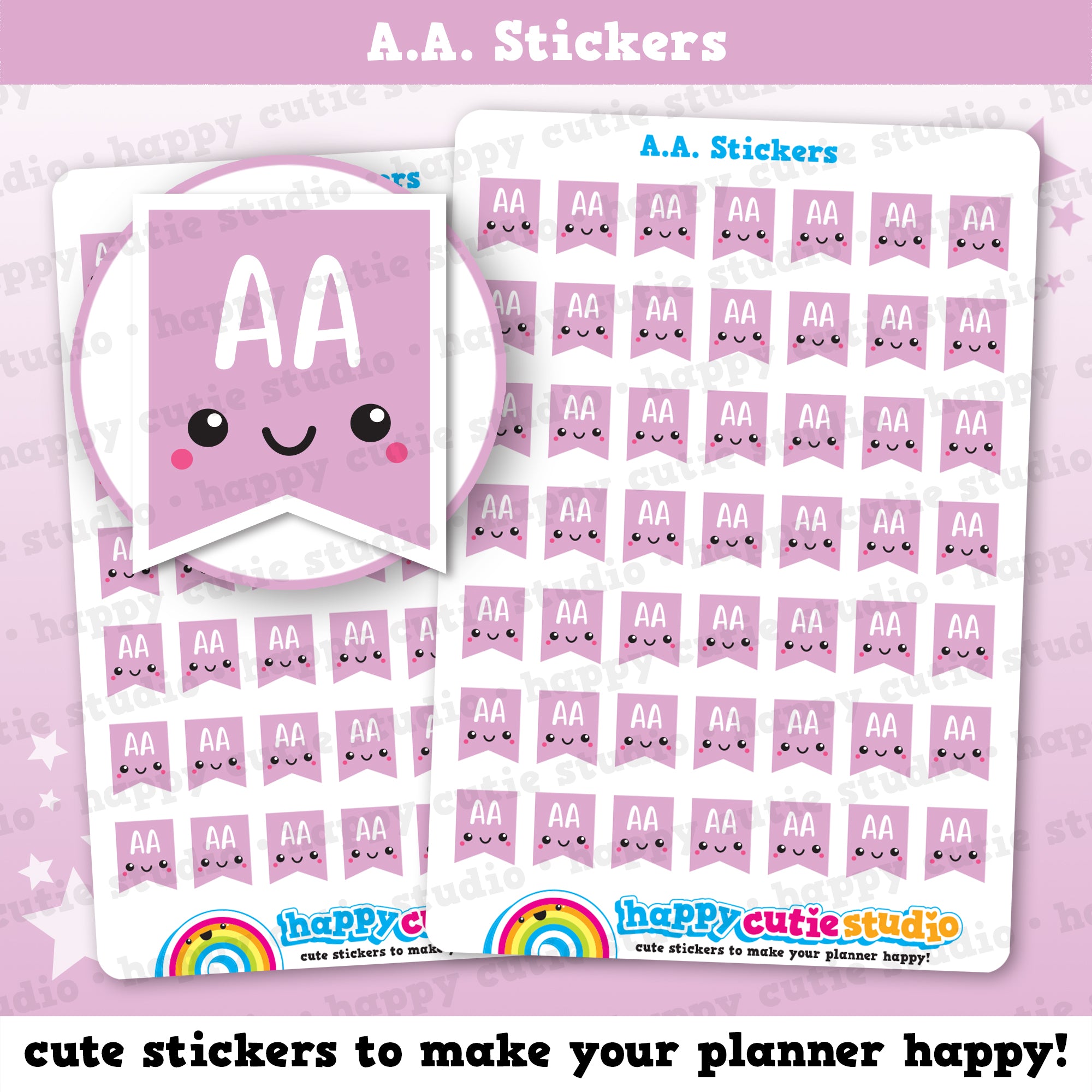 49 Cute A.A. Flags/Attendance Allowance/Planner Stickers