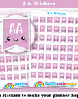 49 Cute A.A. Flags/Attendance Allowance/Planner Stickers