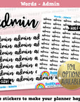 Admin Words/Functional Planner Stickers