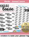 Annual Leave Words/Functional Planner Stickers